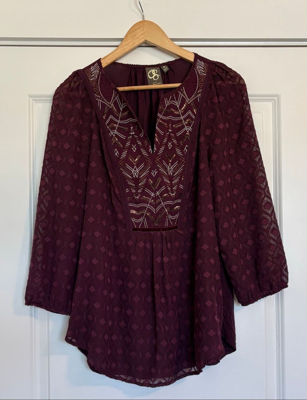 Anthropologie One September Madiran Embroidered Boho Blouse Size Small - Picture 4 of 8
